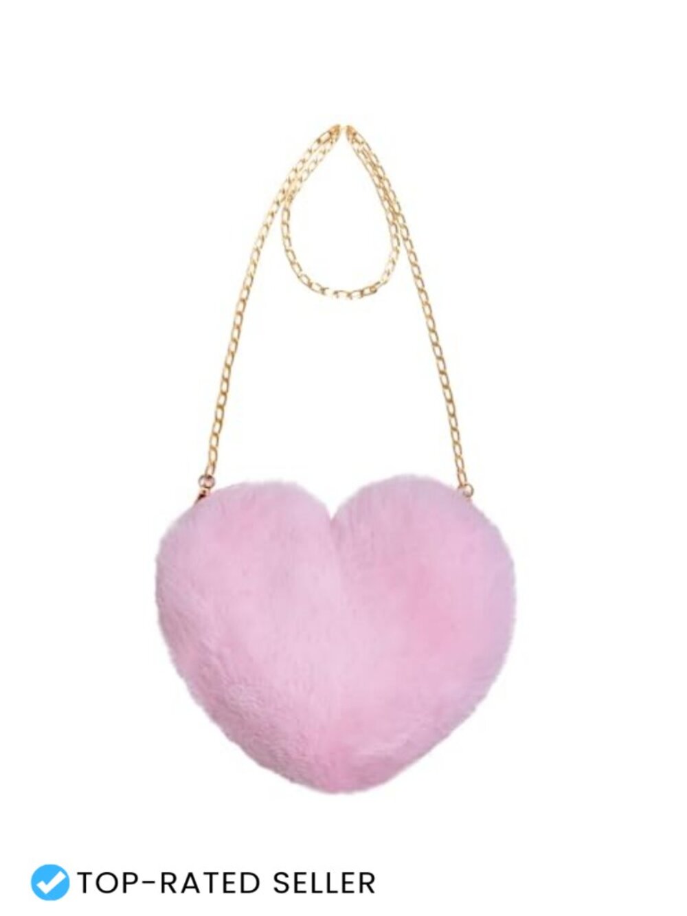 Faux Fur Heart Shaped Clutch Crossbody Shoulder Bag with Chain